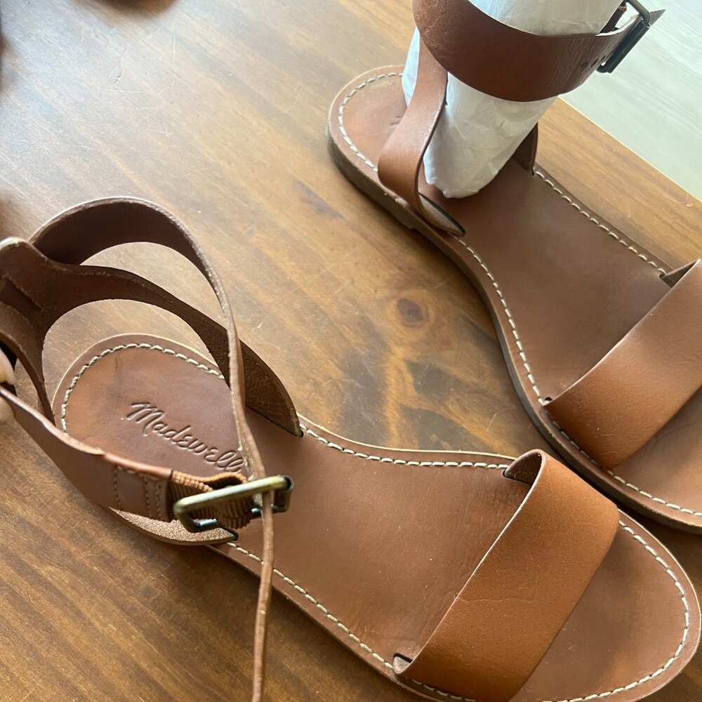 Madewell Leather Strappy Flat Sandals Women's US9